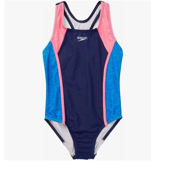Speedo Big Girls' Solid Infinity Splice One Piece Swimsuit - Picture 1 of 8